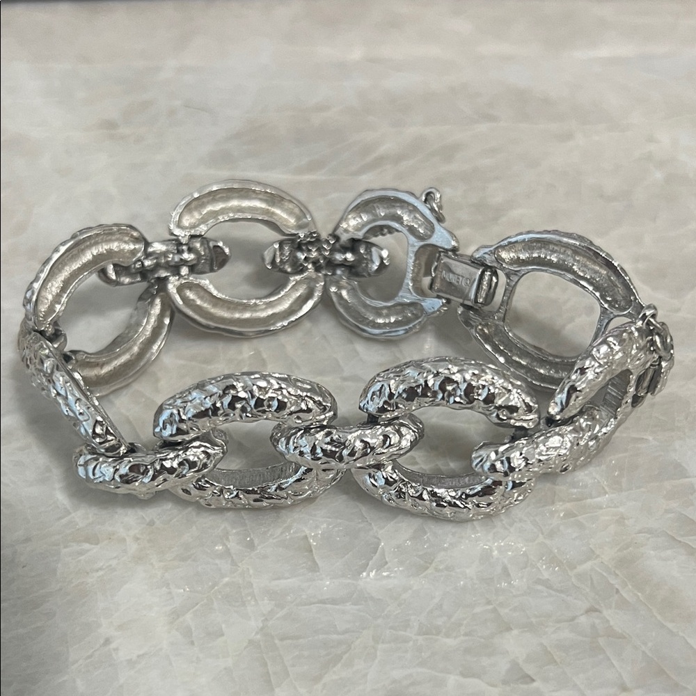 Elegant Chunky Silver Chain Bracelet by Monet